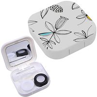 Portable Contact Lens Case Box Travel Kit Mirror + Bottle + Tweezers Container Holder [ Bright Floral ]