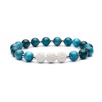 Bivei Aromatherapy Lava Stone Essential Oil Diffuser Bracelet Semi Precious Gemstone Round Beads Crystal Bracelet(Blue Apatite)