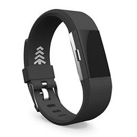 Teak - Silicone Sport Replacement Wristband for Fitbit Charge 2 - Large Black