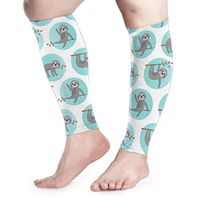 Calf Compression Sleeves 1 Pair Sloth Pattern with Blue Circles Sport Elasticity Calf Compression Socks for Men & Women