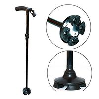 WW Crutch Aluminum Alloy Medical Care Collapsible with Lights Elderly Retractable Cane