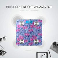 LYAOE Bluetooth Body Fat Scale Handmade Colorful Floral Smart Wireless Scale with LCD Display Measuring Body Weight Bmi and Health Digital Scale