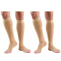 Truform Compression 20-30 mmHg Knee High Open Toe Dot Top Stockings Beige, Medium, 2 Count