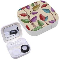 Portable Contact Lens Case Box Travel Kit Mirror + Bottle + Tweezers Container Holder [ Leaves ]