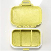 Wheat straw pill box waterproof pill compartment multi-function pill box portable travel kit moisturizing vitamin kit closed medicine bag storage bag travel essential kit, 2 packs, light yellow, sky b