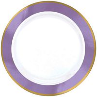 Amscan Premium Plastic Round Plates | White/Lavender | 10.25" | Party Supply | 60 ct.