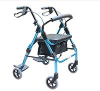 CHAIR Medical Rehab Chair, Wheelchair,Lightweight Folding Wheelchair 4 Wheel Booster with Brake and Carrying Case with Pedal Cross-Border Travel Shopping, Blue