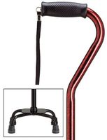 Quad Cane - Red Granite Large base-7" x 13", with center balance offset handle and nylon security nut. Adjusts from 30" - 39".