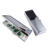 Lessonmart 1Pc Metal 6 Grid Folding Pill Case Container for Medicines Organizer Pill Box Travel Essential Refillable Bottles 8.531.5cm