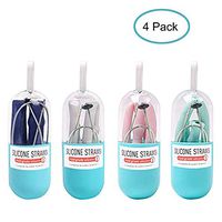 4 Pack Silicone Straws, Reusable, Foldable and Portable Drinking Straws for Travelling, Home and Office, Food Grade 8 Inch Straws with Cleaning Brushes and Carrying Cases, BPA Free, Eco Friendly.