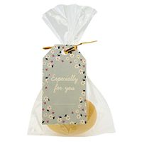 Flat Cellophane Bags with Green Especially for You Flower Frame Gift Tags for Gift Packaging, Pack of 48 (8x12cm)