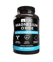 Magnesium Oxide, 760 mg/Serving, 365 Capsules, Premium Quality, Lab Verified, No Artificial Flavors, Colors, Fillers or Additives, Gluten-Free, Made in The USA, 100% Satisfaction Guaranteed