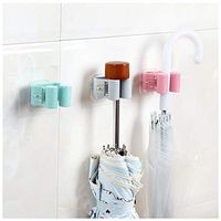 Evangelia.YM Single Buckle Wall Mounted Mop Broom Umbrella Hook Holder, Self-Adhesive Brush Hanger Organizer Kitchen Garden Tools Supplies Space Saver Storage Rack (Random)
