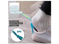Lazy Shoe Helper,Best Portable Shoe Horn Sock Slider,Shoe Aid Sticks,Shoe Lifting Helper,Plastic Shoehorn for Men, Women and Kids Suitable for All Shoes (2 x Gray)