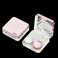 Travel Case Mini Stylish Simple Contact Lens Container Kit Set Contacts Lens Hard Case Travel Kit Mirror with Bottle with Tweezers Container Box(Rose Gold)