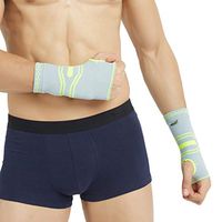 Neotech Care Hand Palm Brace (1 Pair) with Silicone Gel Pad Insert & Thumb Hole - Elastic & Breathable Knitted Fabric Compression Sleeve - Grey Color (Size L)