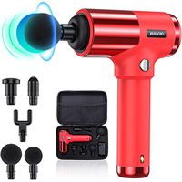 Quiet Glide Technology Massage Gun,ENEACRO Handheld Deep Tissue Percussion Massager Device for Athletes,4 Speeds and 6 Heads,Pure Wave Fascial Gun with Case(Red)