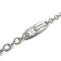 My Identity Doctor - Custom Engraved Women's Medical Bracelet - 6mm Steel O-Link - White - Wrist Size 6 Inch