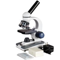 AmScope M150C-PS10 Compound Monocular Microscope, WF10x and WF25x Eyepieces, 40x-1000x Magnification, LED Illumination, Brightfield, Single-Lens Condenser, Coaxial Coarse and Fine Focus, Plain Stage, 110V, Includes Set of 10 Prepared Slides