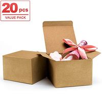 ValBox 20pcs Brown Gift Boxes 5 x 5 x 3.5 Recycled Paper Gift Boxes with Lids for Gifts, Cupcake Boxes, Easy Assemble Boxes with Reinforced Cardboard