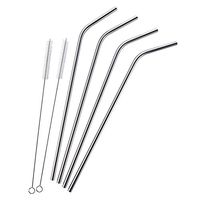 Vinjeely Stainless Steel Drinking Straws Set Fit for 20 Oz & 30 Oz Cups Reusable Metal Juice Smoothies Drinking Straws Set 4 Bent+2 Cleaning Brush