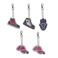 Christmas Keychains,TechCode 5 Pack DIY Paint Cute Keychains Diamond Painting 5D Mosaic Making Full Drill Christmas Pendant Decorative for Art Craft Key Ring Phone Charm Bag Decor (A13)