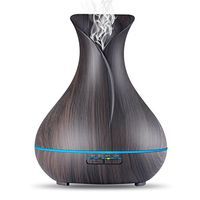 Aromatherapy Essential Oil Diffuser, 400ml Ultrasonic Humidifier in Wood Grain - Seven Color LED Mood-Lighting (Dark Brown Wood)