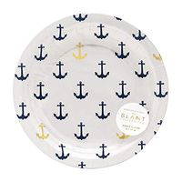 Slant Blue and Gold Foil Anchors 7" Paper Plates