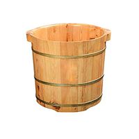 Foot Tub ，Wooden Foot Bath Barrel，Double Ear Barrel with Pulley Thicken Wooden Tub，36cm High Wooden Foot Basin