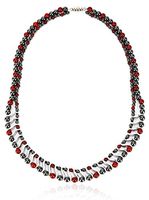 Elegant Womens Hematite Magnetic Therapy Necklace with Healing Stones Pain Relief for Neck Arthritis Migraine Headaches Shoulders and Back (Regular, Red Agate)