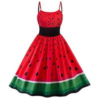 WENOVL Prom Dresses for Women,Women Watermelon Printing Party Dress Cocktail Prom Ballgown Fancy Dress Red