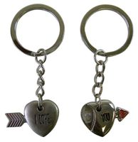 Magnetic Heart And Arrow Keychains - Arrow Through The Heart Magnetic Pewter Keychains