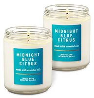 Bath & Body Works White Barn Midnight Blue Citrus Single Wick Scented Candle with Essential Oils 7 oz / 198 g each Pack of 2
