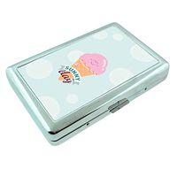 Sunny Day Ice Cream Em1 Hip Silver Cigarette Case Id Holder Metal Wallet 4" X 2.75" RFID Protection