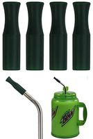 4 Silicone Tips 9mm for 14" Stainless Steel Straws Jumbo Big Gulp 64 oz 100 oz HUGE SUPER LONG Drinking Wide Insulated Whirley Travel Mug FOAM Truck Stop Cup