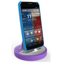 RND Dock for Moto X Moto G and Motorola Droid Turbo 1/ Droid Turbo 2 (works with rugged dual layer slim cases and no cases) (white and purple)
