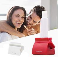 Ecurson 2 PCs Rolling Tube Toothpaste Squeezer Seat Holder Stand with Simple Tube Toothpaste Squeezer Rotate Plastic Toothpaste Dispenser for Family Washroom Bathroom