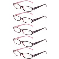 Reading Glasses Comb Pack of Multiple Fashion Men and Women Spring Hinge Readers (5 Pack Red, 3.5)