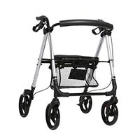 Handiy Old Man Trolley Walker Shopping Cart Portable Folding Wheelchair Old Man Walker Aluminum Block -by TIANTA (Color : Silver)