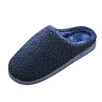 Theoylos Women's and Men's Winter Slippers Warm Non-Slip Cotton Slippers Couples Fleece Home Shoes Soft Indoor Slippers Navy