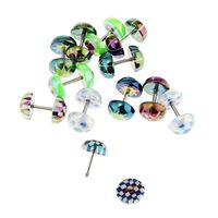 6pcs Stainless Steel Acrylic Tapers Cheater Fake Ear Plugs Stud Earrings 14g Womans Trendy Unique Creative Accessories Elegant Styling | Color - Half Ball