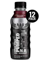 American Body Building (ABB) Speed Stack Pumped N.O, Pre-Workout Energy Shake, High Caffeine and Performance with Zero Sugar, Black Cherry Flavored, Ready to Drink 22 oz Bottles, 12 Count