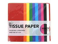 100 CT Primary Colored (Red, Orange, Yellow, Green, Blue, Light Blue, Purple, Magenta, Black, White), 17GSM (Thick, Durable & Crispy) Premium Quality Tissue Paper (Primary)