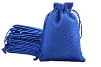 Sansam 50pcs 7.0x9.0cm/2.8''x3.6'' Royal Blue Color Small Drawstring and Lining Hemp/Hessian Bags, Jewelry Pouches, Wedding Favors, Jewelry Packing, Gift Bags