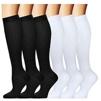 6 Pairs Compression Socks for Women&Men 20-30mmHg Medical Graduated Compression Stockings Best Fit for Nursing,Pregnancy,Travel,Flight,Nurses (Small/Medium)