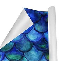 Gift Wrapping Paper Roll Blue Fish Scales for Birthday,Holiday,Wedding,Baby Shower Gift Wrap - 3Rolls - 58inch x 23inch Per Roll