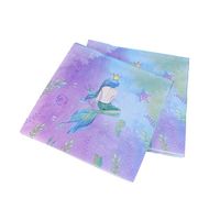 Amosfun 20pcs Mermaid Napkin Party Supplies Disposable Cocktail Dinner Paper Napkins For Baby Shower Birthday Wedding Pool Party Decor