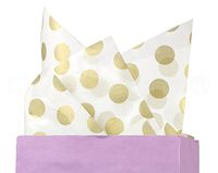 CleverDelights Metallic Gold Polka Dot Premium Tissue Paper - 300 Sheets - 20" x 30" - Acid-Free Gift Paper