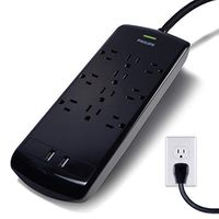 Philips 10 Outlet Power Strip Surge Protector, 2 USB Charging Ports, 6ft Long Power Cord, Flat Plug, Wall Mount, 2880 Joules, ETL Listed, Circuit Breaker, Automatic Shutdown, Black, SPP6710BC/37 