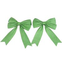Healifty Burlap Bows 2Pcs Burlap Bowknot Hessian Jute Bows Embellishments for DIY Crafts Christmas Weddings Party Decoration (Green)